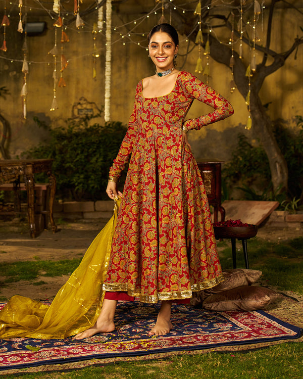 Kira Handblock Cotton Gotapatti Suit Set