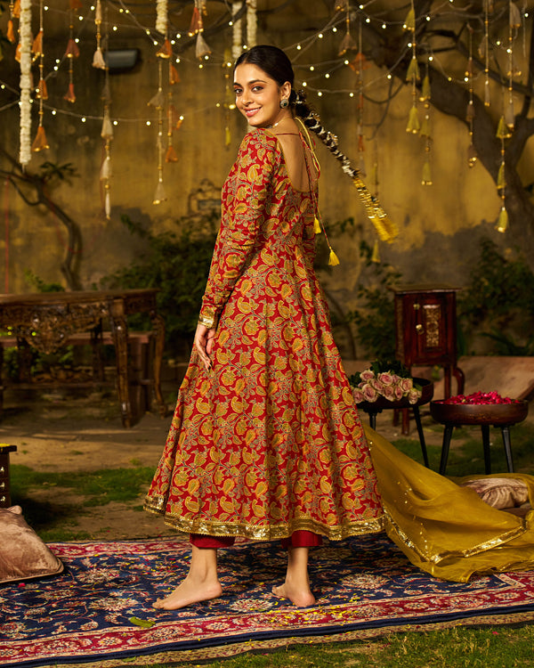 Kira Handblock Cotton Gotapatti Suit Set