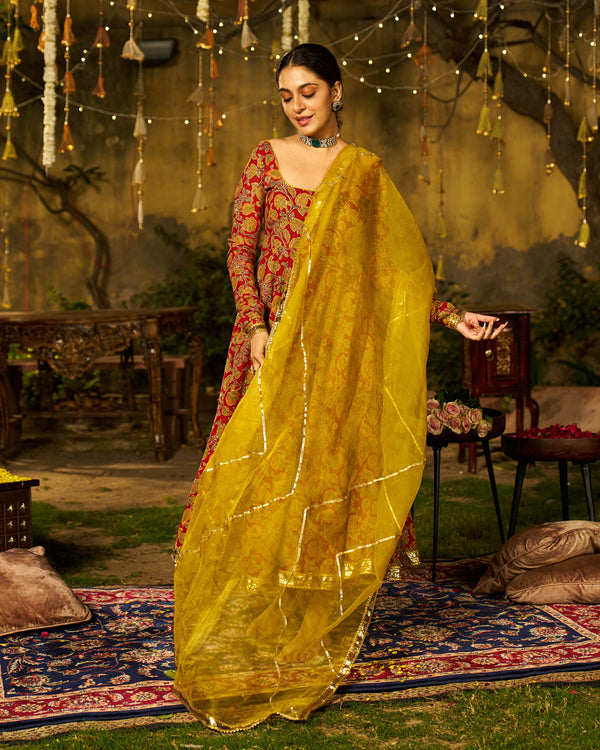 Kira Handblock Cotton Gotapatti Suit Set