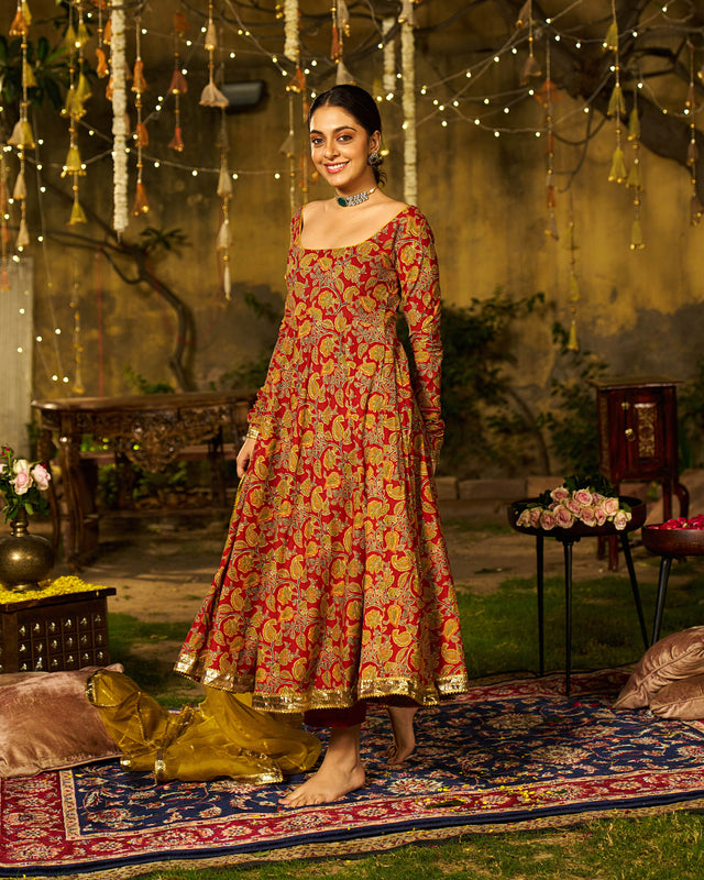 Kira Handblock Cotton Gotapatti Suit Set