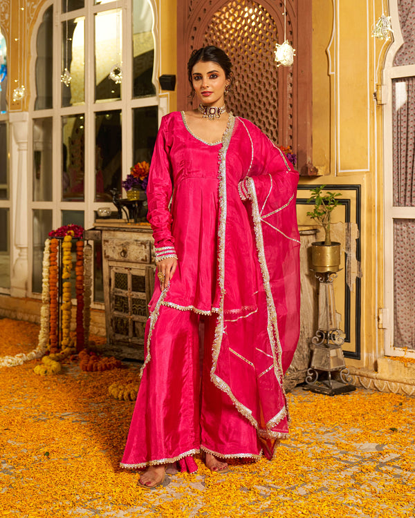 Raahein Silk Gotapatti Sharara Set
