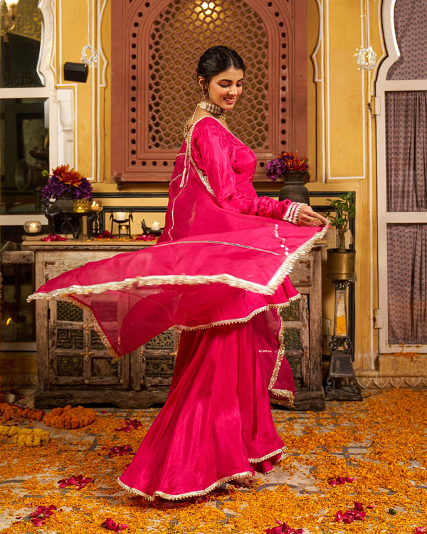 Raahein Silk Gotapatti Sharara Set