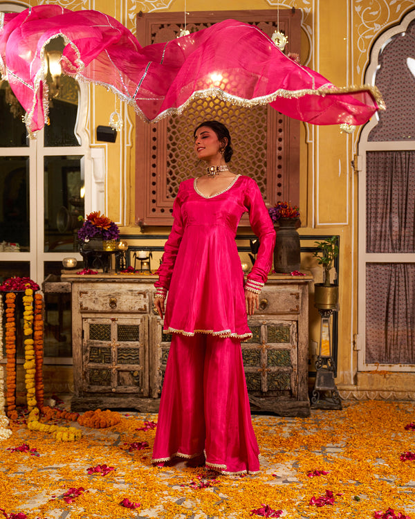 Raahein Silk Gotapatti Sharara Set