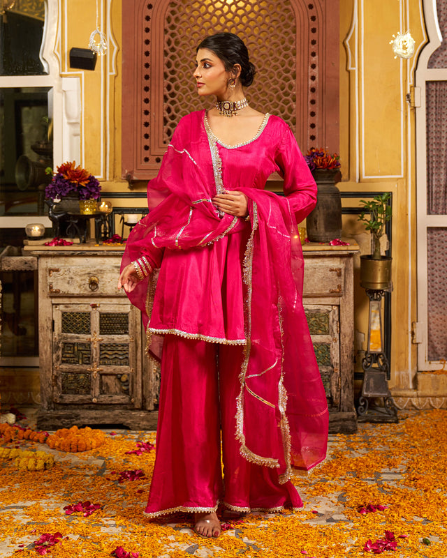 Raahein Silk Gotapatti Sharara Set