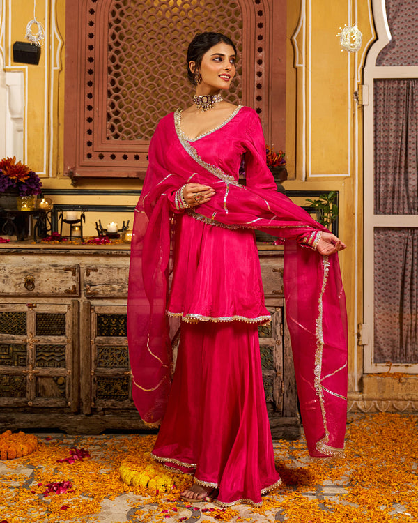 Raahein Silk Gotapatti Sharara Set