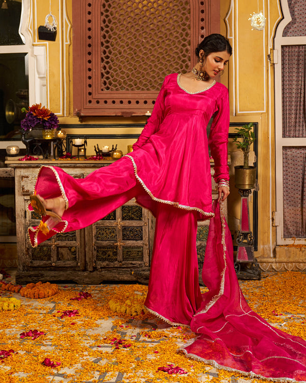 Raahein Silk Gotapatti Sharara Set