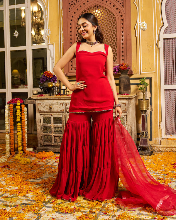 Noya Georgette Gotapatti Sharara Set