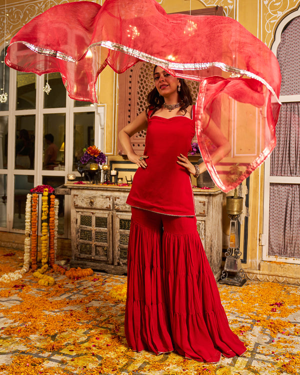 Noya Georgette Gotapatti Sharara Set