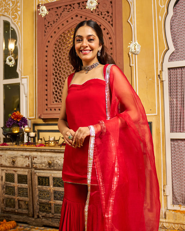 Noya Georgette Gotapatti Sharara Set