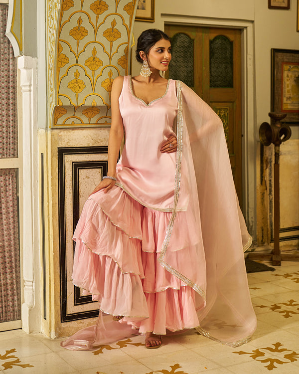 Zinia Satin Gotapatti Sharara Set