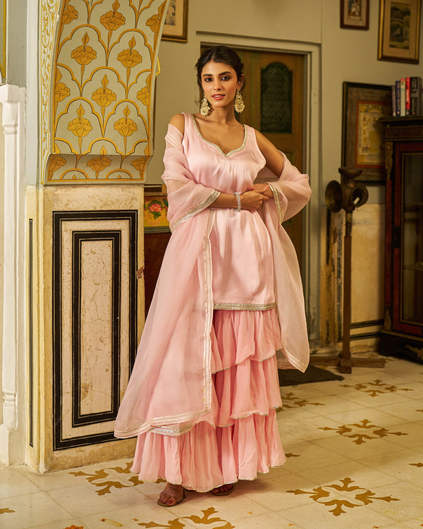 Zinia Satin Gotapatti Sharara Set