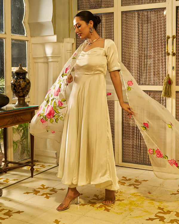 Ibtidaa Satin Handpainted Gotapatti Suit Set