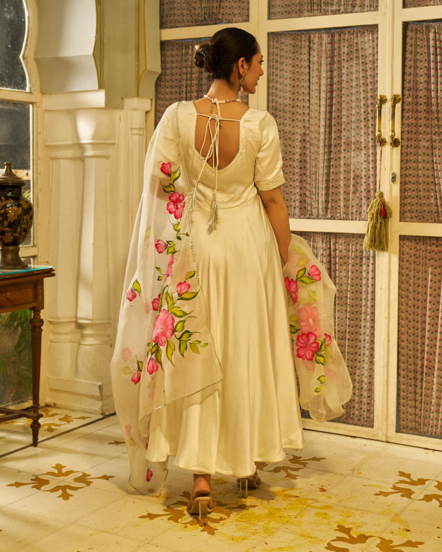 Ibtidaa Satin Handpainted Gotapatti Suit Set