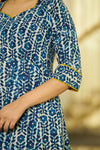 Noor Indigo handblock Anarkali suit set