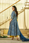 Noor Indigo handblock Anarkali suit set