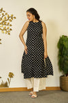 Polka grace handblock kurta set