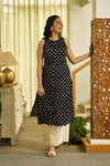 Polka grace handblock kurta set