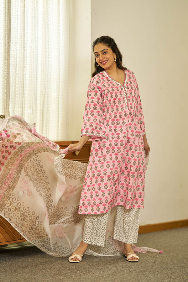 Gul-e-Surkh handblock suit set