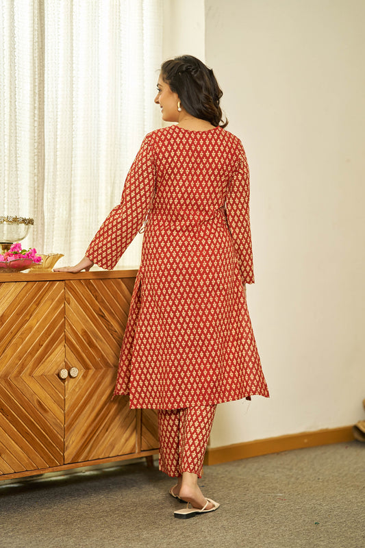 Gerua Bagru handblock kurta set
