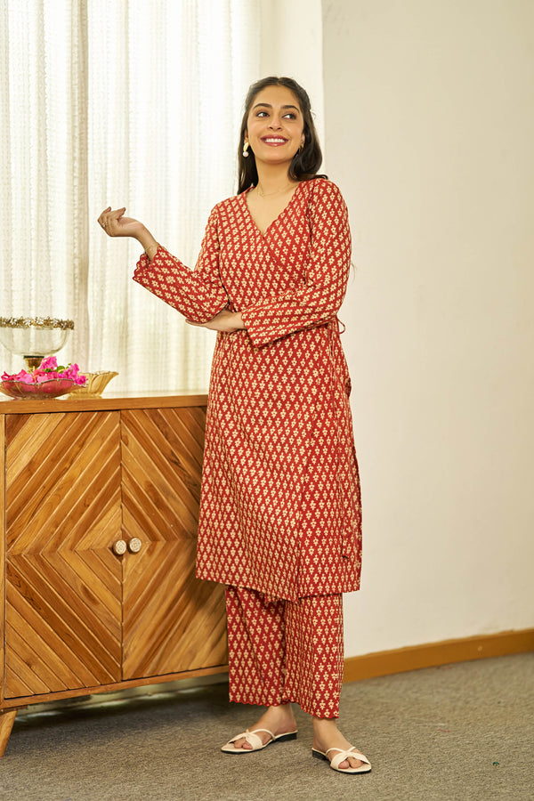 Gerua Bagru handblock kurta set