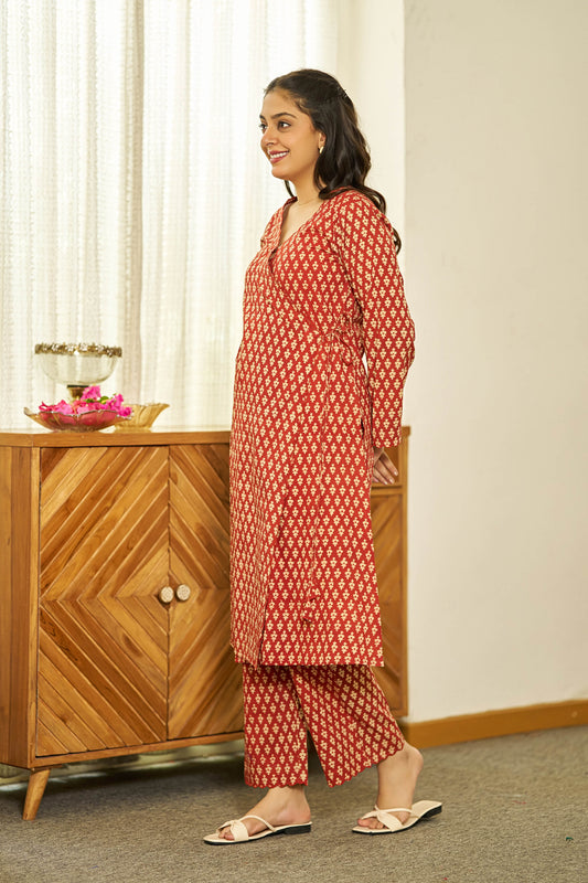 Gerua Bagru handblock kurta set