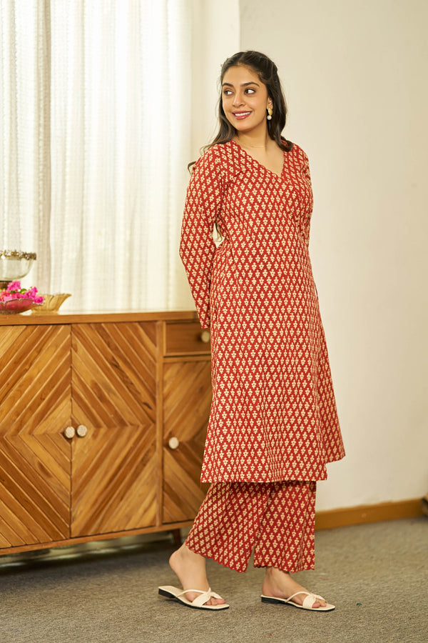 Gerua Bagru handblock kurta set
