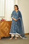 Neel Dabu handblock Anarkali set