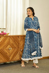 Neel Dabu handblock Anarkali set