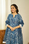 Neel Dabu handblock Anarkali set