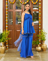 Royal Blue Satin Sharara Set