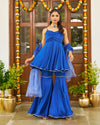 Royal Blue Satin Sharara Set