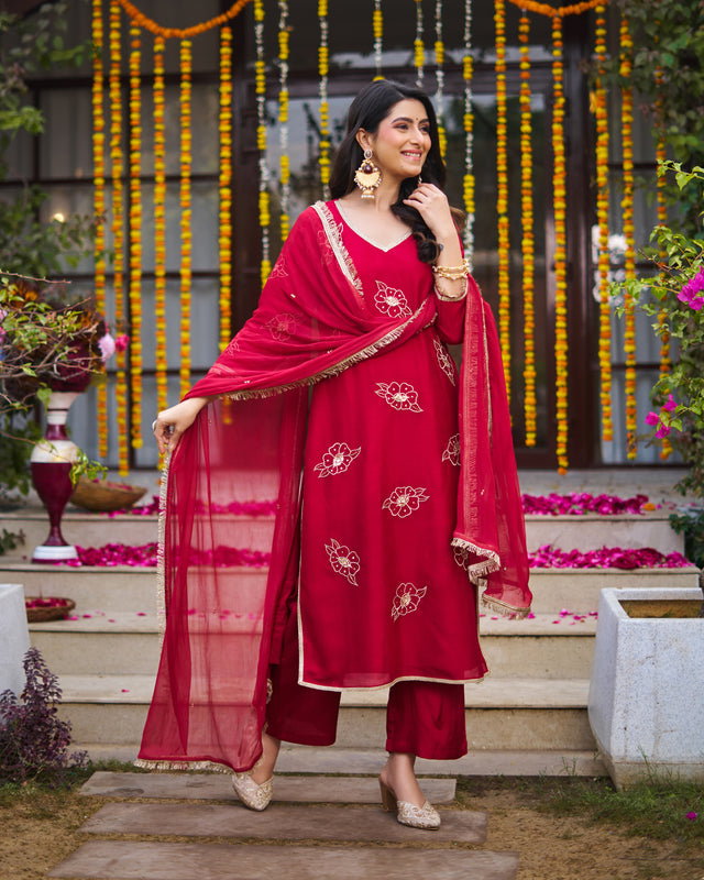 Ruby Maroon Suit Set