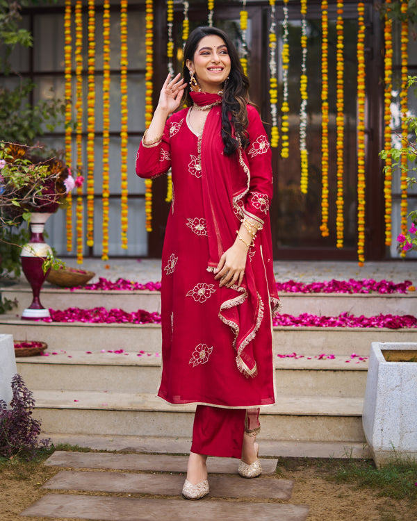 Ruby Maroon Suit Set