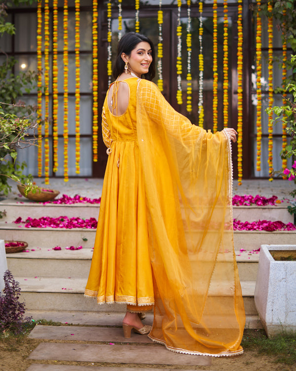 Tangerine Anarkali suit set