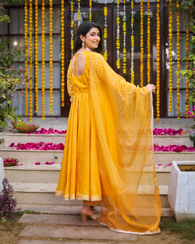 Tangerine Anarkali suit set
