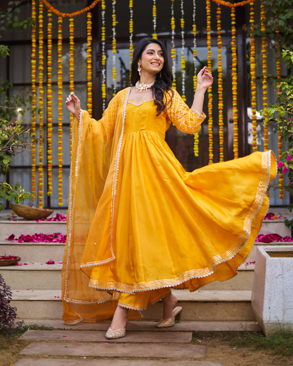 Tangerine Anarkali suit set