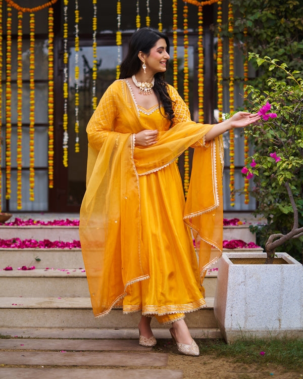 Tangerine Anarkali suit set