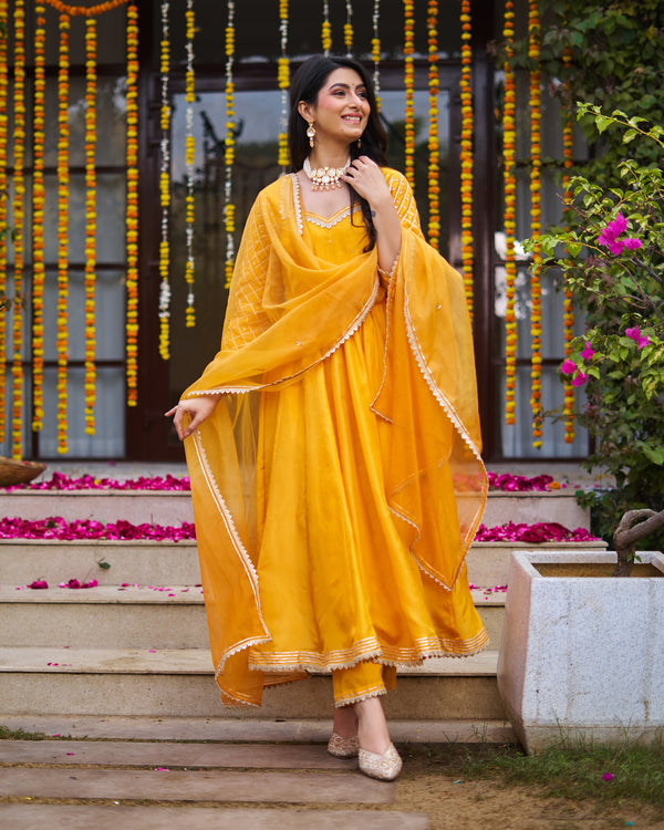 Tangerine Anarkali suit set