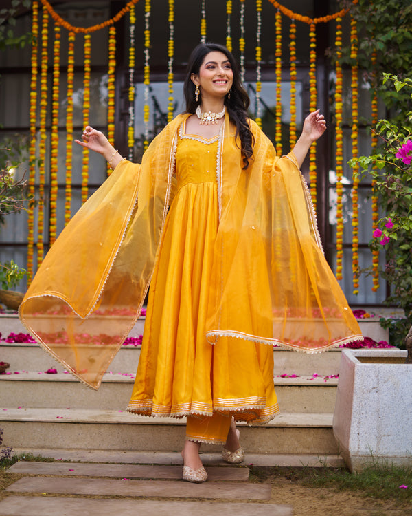 Tangerine Anarkali suit set