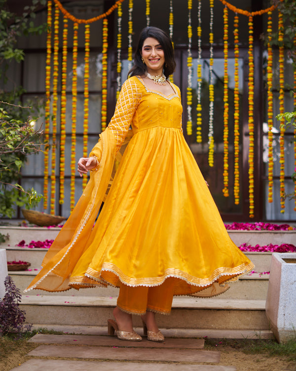 Tangerine Anarkali suit set