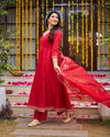 Laal basera anarkali suit set