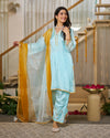 Ice Blue Upada silk suit set