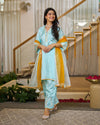 Ice Blue Upada silk suit set