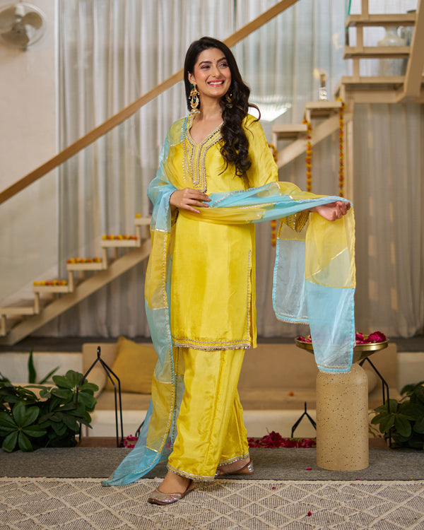 Marigold Upadasilk suit set