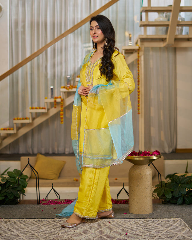 Marigold Upadasilk suit set