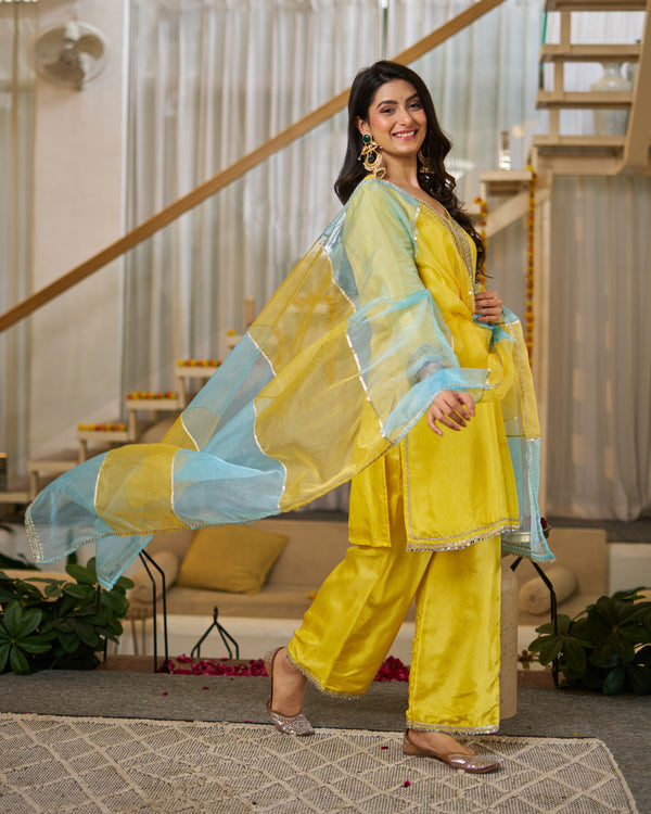 Marigold Upadasilk suit set