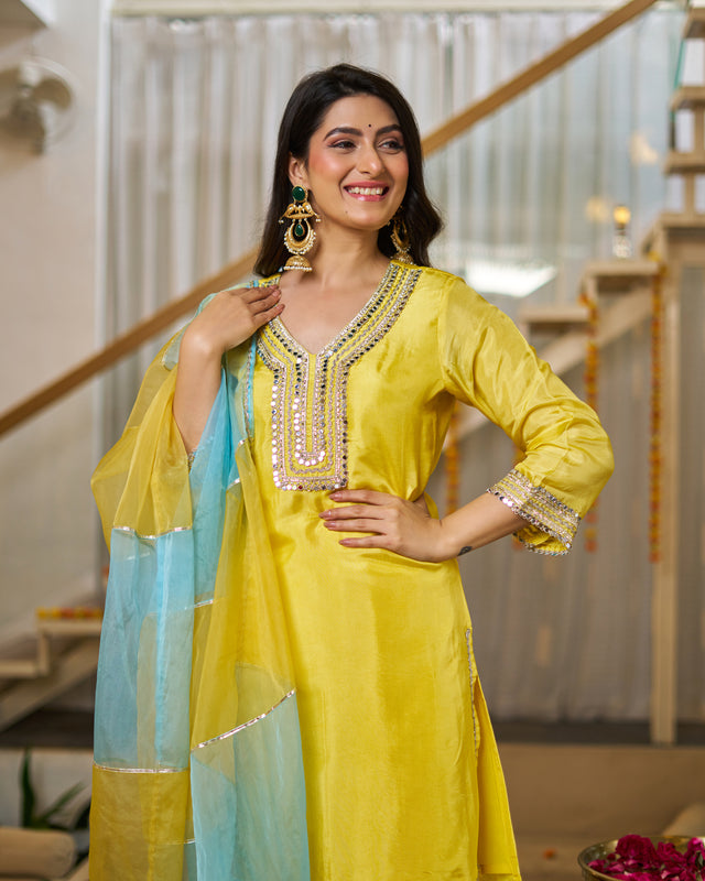 Marigold Upadasilk suit set