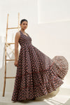 Midnight Flock Printed Dress