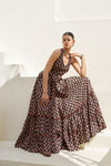 Midnight Flock Printed Dress
