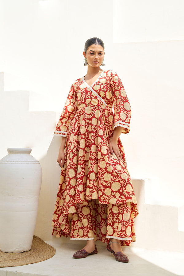 Royal Rust Floral Kurta Set
